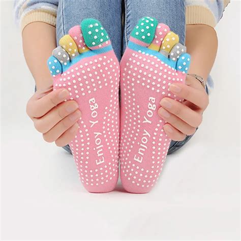 Five Fingers Cotton Toes Socks Non Slip Peep Toe Anti Slip Pilates Ankle Grip Durable Socks