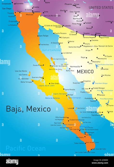 detailed map of baja mexico