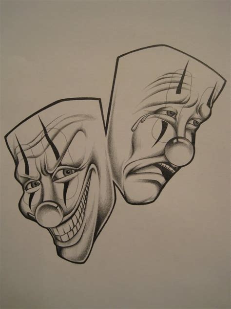 Amazing Two Clown Mask Tattoo Design Tristens Tattoo Clown Tattoo