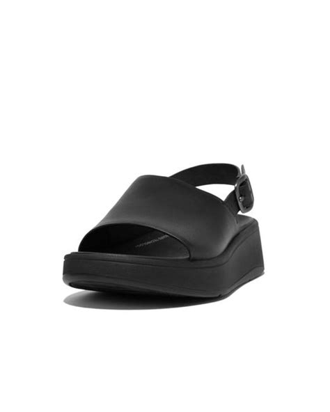 Fitflop F Mode Leather Flatform Back Strap Sandals In Black Lyst