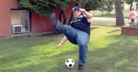Man Gloriously Fails Attempt To Kick Soccer Ball Cbs News