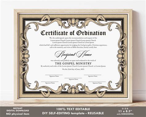 Editable Ordained Minister Certificate Template Elegant Certificate
