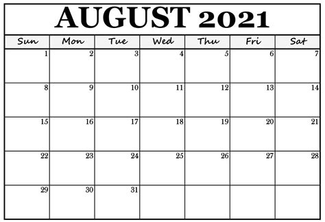 A new moon in leo on august 8 starts the month off with astounding possibilities in creativity, romance, and pleasure. Printable Calendar August 2021 / 2021 Calendar Printable ...