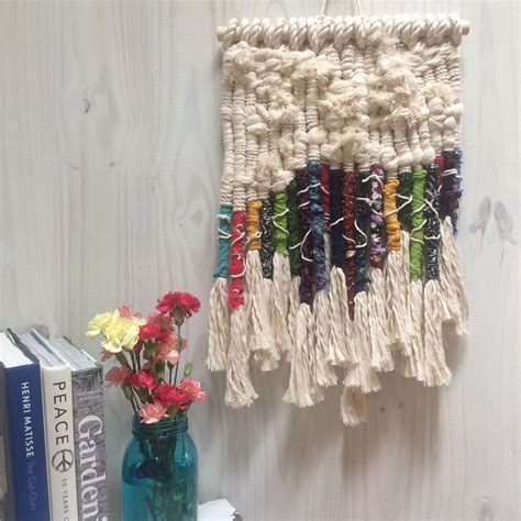 Macramé Woven Wall Hanging With Tassels Colorful Macramé Wall Art With