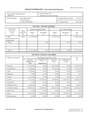 Fillable Online Dhs Ri Omb Approval No Budget Information