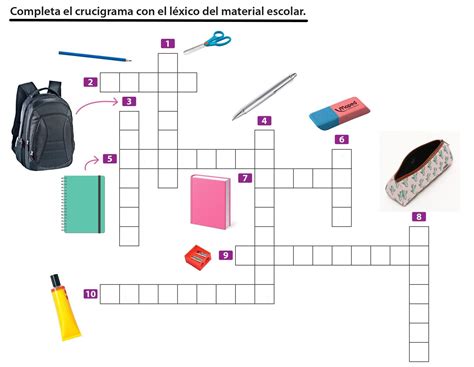 Crucigrama Material Escolar Exercices Espagnol Cours Espagnol