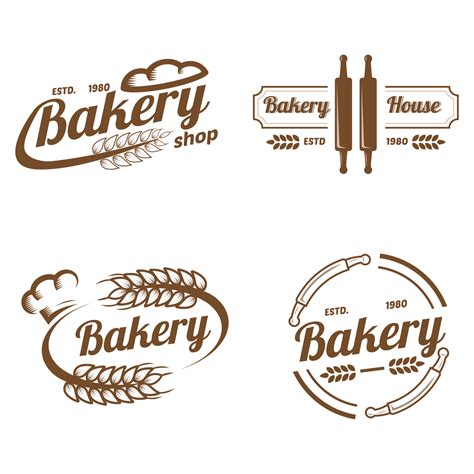 Collection Bakery Logo Design Template Vector Vintage Style Logo