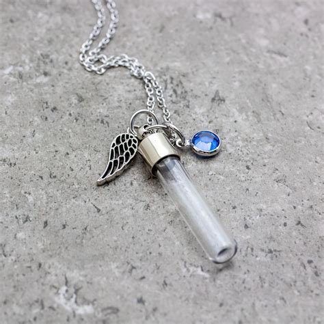 Glass Vial Urn Necklace With Birthstone Personalized Cremation Jewelry