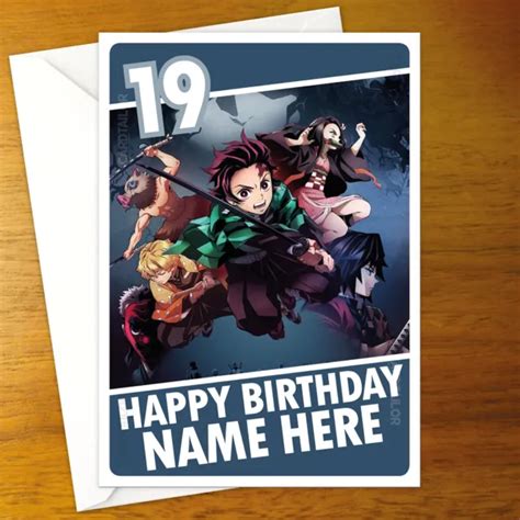 Demon Slayer Personalised Birthday Card Anime Tanjiro Iosuke Nezuko £