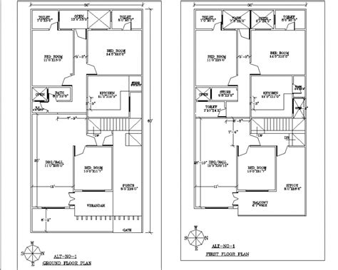Ground Floor And First Floor Plan Of Bungalow In Dwg File One Floor