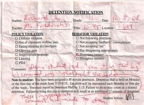 12 funniest detention slips ever