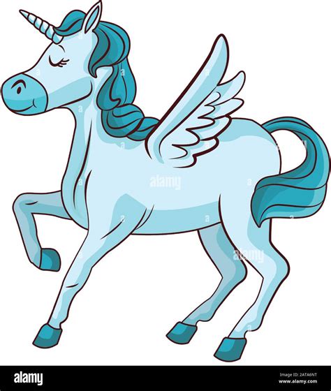 Cartoon Cute Blue Unicorn Icon Stock Vector Image And Art Alamy