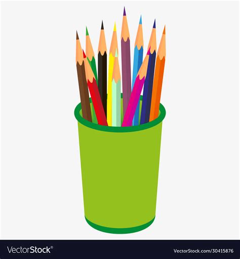 Pencil Box With Colored Pencils Royalty Free Vector Image
