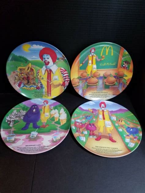 Vintage Mcdonalds Melamine Dinnerware Plastic Plates 1989 Set Of 4 Ebay