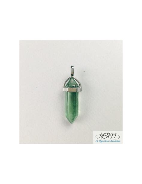 Pendentif Pendule En Pierre De Fluorite Verte Avec Coiffe En M Tal