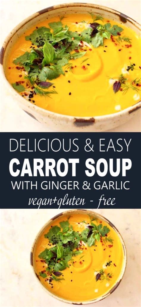 Creamy Vegan Carrot Soup Recipe With Ginger Parsnip Herbs And Coconut