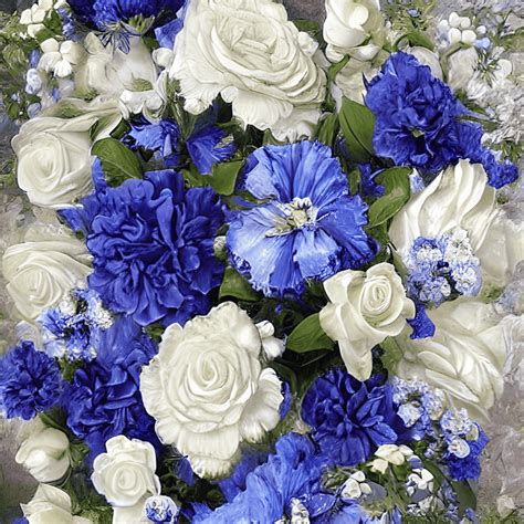 Gorgeous White And Blue Posies Digital Graphic · Creative Fabrica