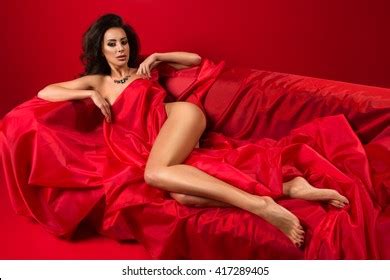 Sexy Naked Woman Lying On Red Stock Photo Shutterstock
