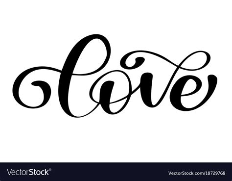 Lettering Word Love On Valentines Day Hand Drawn Vector Image