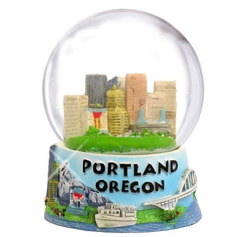Portland Oregon Snow Globe With Skyline And Mountain Scene Oregon