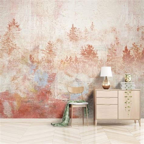 Custom Mural Wallpaper Nordic Style Abstract Forest Bvm Home