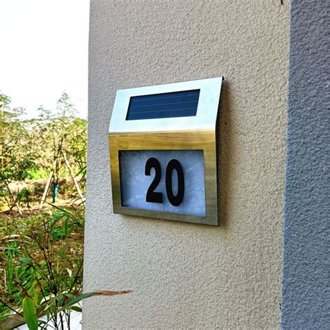 House Numbers Plaque Solar Powered Led Light Address Number Signs