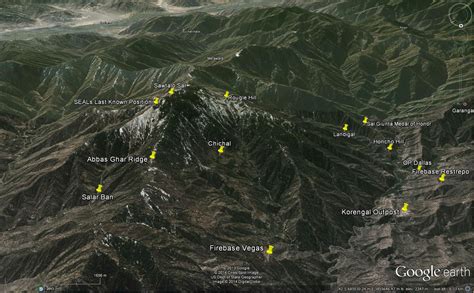 Map Of Korengal Valley Afghanistan Fob Kalagush Sawtalo Sar As