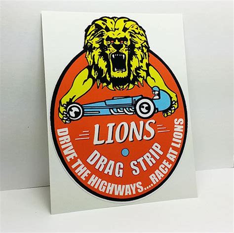 Lions Drag Strip Vintage Style Decal Vinyl Sticker Racing Hot Rod
