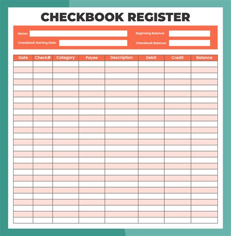 Free Printable Checkbook Registers Retjax