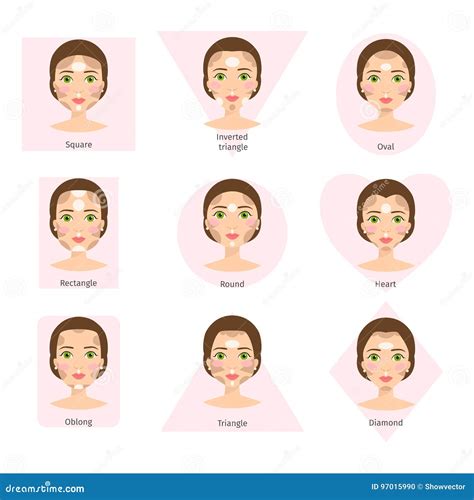 Set Of Different Woman Face Types Vector Illustration Character Shapes