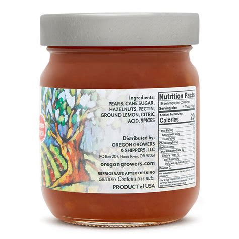 Pear Hazelnut Jam All Natural Fruit Spread Oregon Growers