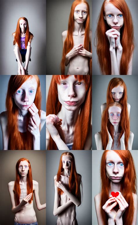 Photo Of Teen Anorexic Skinny Redhead Girl Eating Stable Diffusion