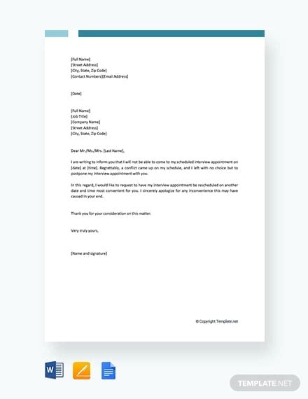 Reschedule Appointment Letter Template 11 Word Pdf Format Download