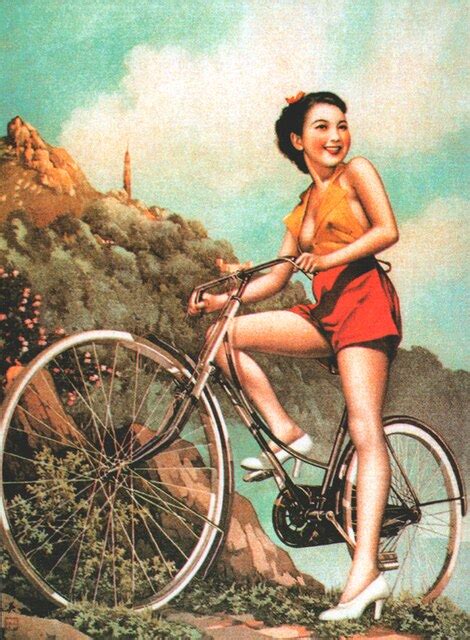 Vintage Chinese Pin Up Girl Poster A Couple Of Ladies Classic Canvas