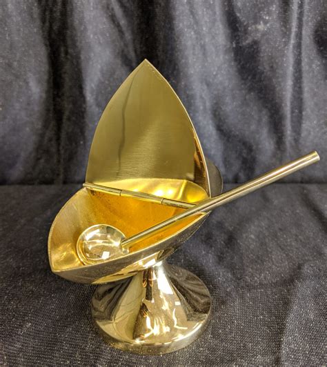 Simple Brass Incense Boat & Heavy Brass Spoon