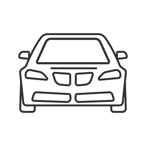 Car Front View Linear Icon Thin Line Illustration Automobile Contour
