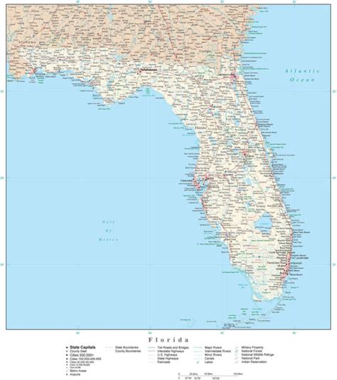 Florida Detailed Map In Adobe Illustrator Vector Format From Map