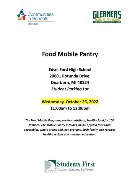 Efhs Gleaners Mobile Food Pantry Whitmore Bolles News