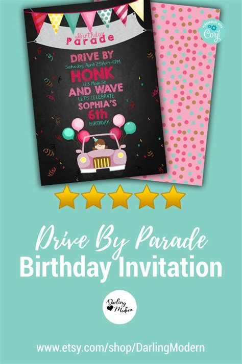 Editable Drive By Birthday Parade Invitation Virtual Birthday Etsy