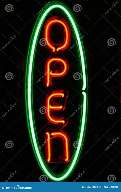 Neon Open Sign Stock Photo Image Of Welcome Oval Green 10508084