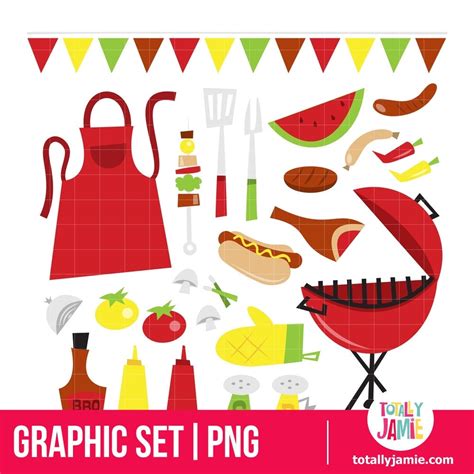 Summer Barbecue Party Clip Arts Png Clipart Instant Etsy