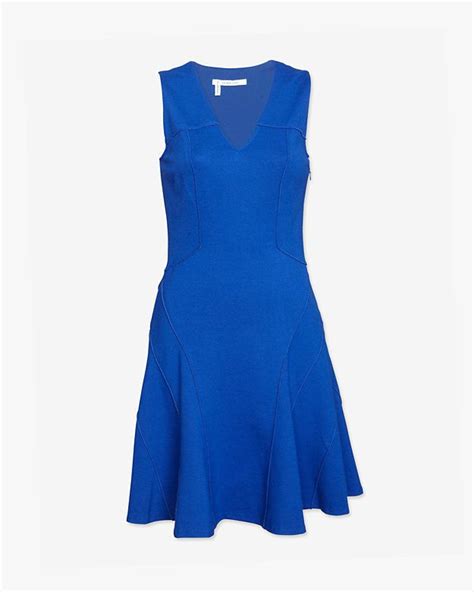 10 Crosby Derek Lam Exclusive Exposed Seam Flare Dress Blue Style