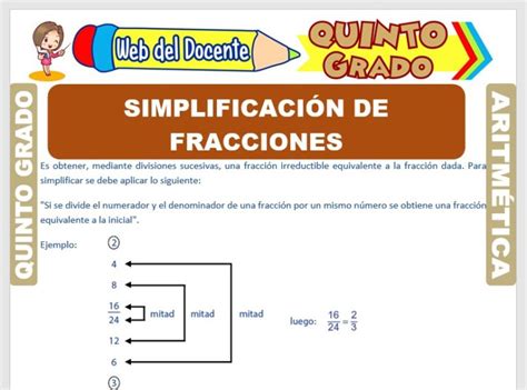 Simplificación De Fracciones Para Quinto Grado De Primaria Web Del