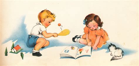 Vintage Illustration Children At Play Illustration From A Flickr