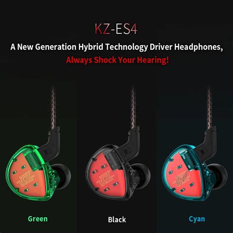 new original kz es4 dd ba hybrid dynamic 0 75mm 2 pin in ear earphone hifi stereo sport headset