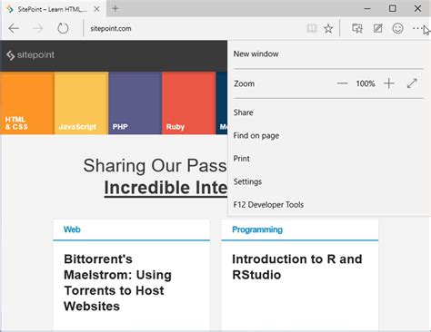 Microsoft Edge A Hands On Preview — Sitepoint
