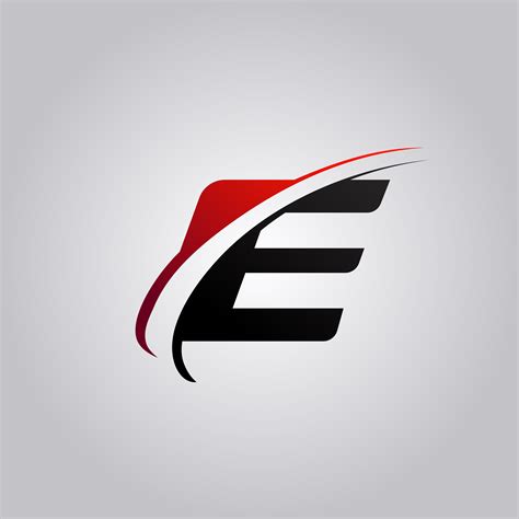 Initial E Letter Logo With Swoosh Colored Red And Black 587678 Vector