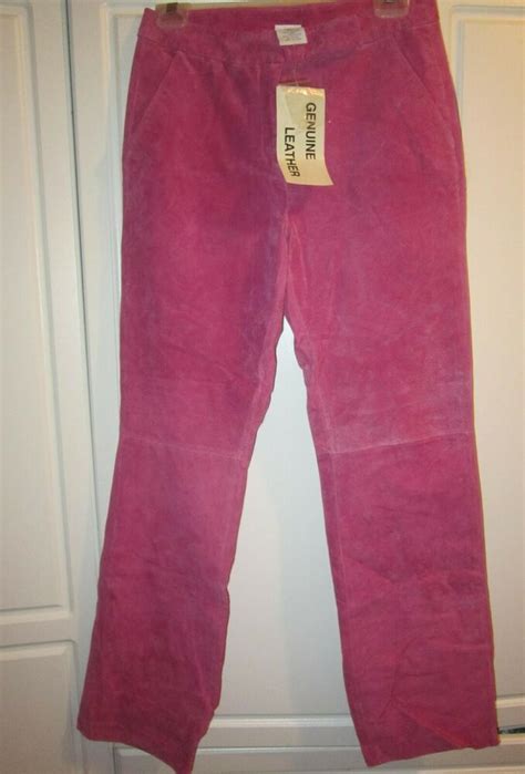 Nwt Women Chadwick S Flat Front Fully Lined Light Pink Leather Pants