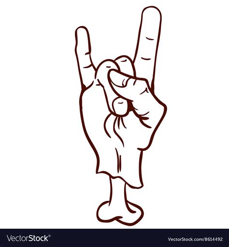 Simple Black And White Devil Horns Hand Sign Vector Image
