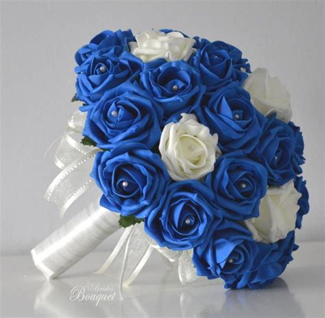 Royal Blue Rose Bouquet Beautiful Artificial Wedding Flowers